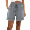 thumbnail image 1 of Kvture Shorts for Women Comfy Drawstring Casual Elastic Waist Summer Loose Cotton Linen Lounge Short Pants with Pockets Gray S, 1 of 7