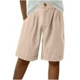 thumbnail image 1 of Kvture Shorts for Women High Waisted Linen Dressy Casual Bermuda Shorts Women Pleated Wide Leg Summer Short with Elastic Waist Khaki S, 1 of 5