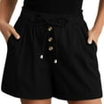 thumbnail image 1 of Kvture Shorts for Women Summer Trendy Drawstring Elastic Waist Beach Wide Leg Short with Pockets Black S, 1 of 7