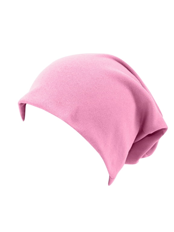 Slouchy Dwarf Beanie Hats for Women Men - Breathable Cozy Cotton Sleep Cap Thin Chemo Headwear for Hip-Pop Pink Hat