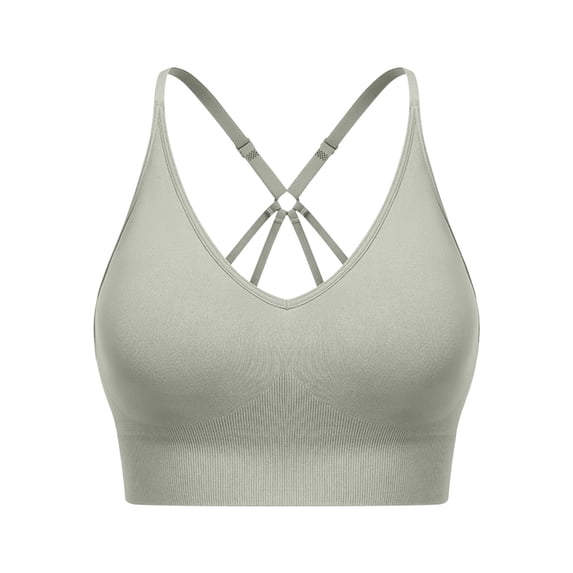 Kvture Strappy V Neck Sport Bra for Women Multipack Padded Seamless Wireless Supportive Racerback Criss Cross Workout Yoga Bra Pack Green Bras XXL