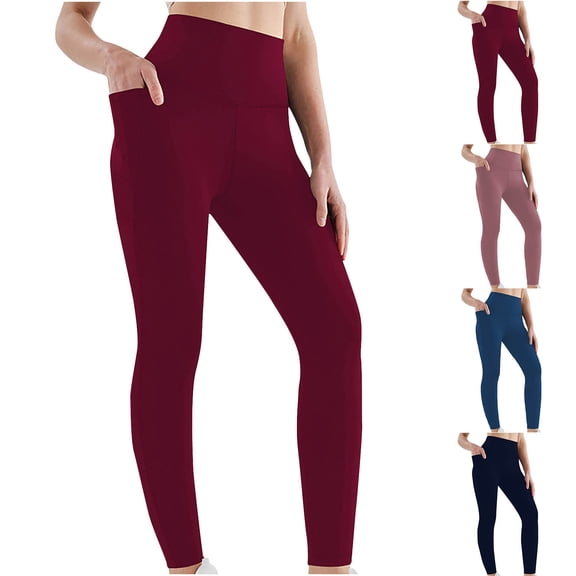 Kvture Summer Leggings for Women Buttery Soft Lightweight with Pockets High Waisted Tummy Control Workout Leggings Stretchy Slim Fit Tights Navy L