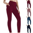 thumbnail image 1 of Kvture Summer Leggings for Women Buttery Soft Lightweight with Pockets High Waisted Tummy Control Workout Leggings Stretchy Slim Fit Tights Wine S, 1 of 3