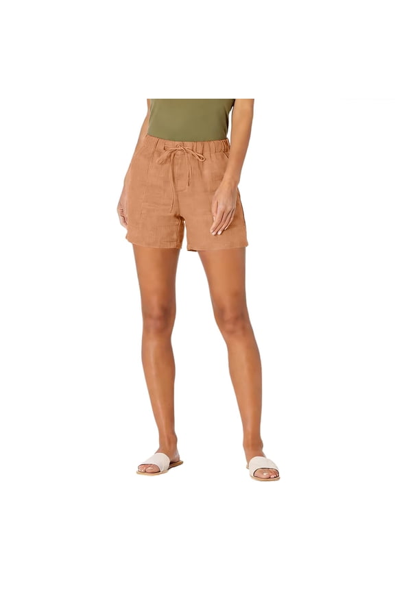 Summer Shorts for Women Vacation Casual Drawstring Oversized Patch Pocket Wide Leg Short Beach Orange M