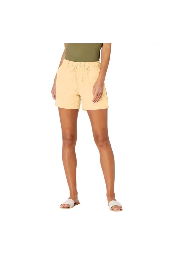 Summer Shorts for Women Vacation Casual Drawstring Oversized Patch Pocket Wide Leg Short Beach Yellow M