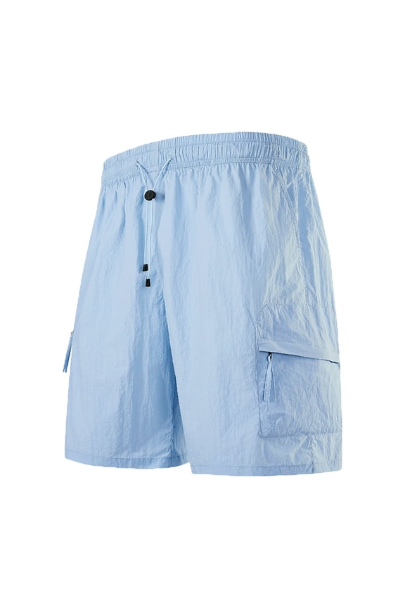 Summer Trendy Casual Versatile Loose Outdoor Sport Shorts Quick Dry Athletic Shorts Running Short Light Blue L