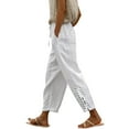 thumbnail image 1 of Kvture Summer Womens Linen Pants with Pockets High Waist Comfy Pants Casual Lightweight Loose Trousers White XL, 1 of 5