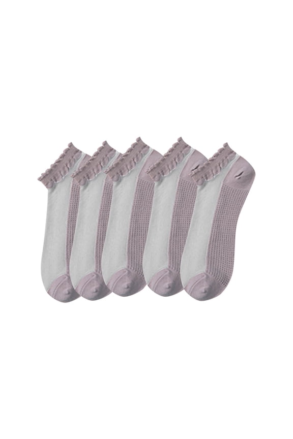 Thin No Show Socks Womens Low Cut Mesh Liner Socks Non Slip Invisible Breathable Footies Purple Sock Free Size