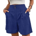 thumbnail image 1 of Kvture Trouser Shorts for Women High Waisted Business Casual Work Elegant Wide Leg Shorts with Pockets Blue S, 1 of 7