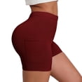 thumbnail image 1 of Kvture Tummy Control Compression Shorts for Women High Waist Workout Biker Shorts with Side Pocket Yoga Slim Fit Pants Wine XL, 1 of 6