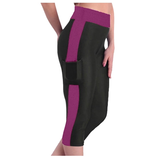 Kvture Tummy Leggings Workout Yoga Women's Control Side Pockets Waist High Capris Pants Yoga Pants for Women Multicolor M