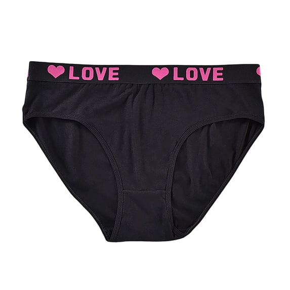 Kvture Underwear for Women Letter Print Elastic Love Waistband Womens Underwear Low Waist Hipster Panties Breathable Cotton Briefs XXXXL