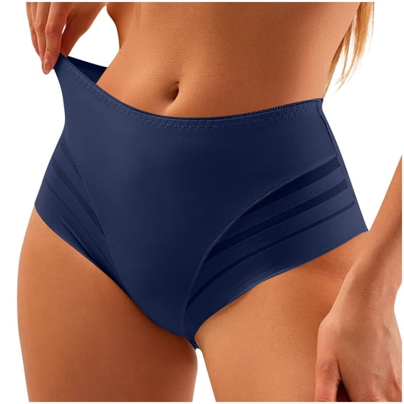 Kvture Underwear for Women No Show High Waisted Panties Tagless Full Coverage Breathable Soft Stretch Ladies Briefs XL Blue