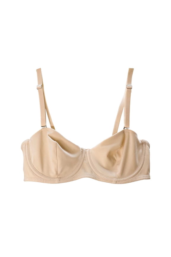 Underwire Tshirt Bras for Women Adjustable Strap Camisole Thin Push Up Everyday Bra Beige Bra 75C