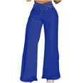 thumbnail image 1 of Kvture Wide Leg Pants for Women Hollow Out Criss Cross High Waist Baggy Palazzo Trousers Dressy Casual Loose Flowy Beach Pants Blue XXL, 1 of 7