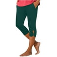 thumbnail image 1 of Kvture Women Capri Leggings Dressy Casual Summer Capris Knee Length Crop Pants Trendy Lightweight Ladies Clothing Green M, 1 of 6