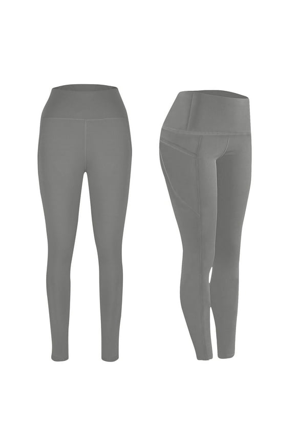 Women Fleece Lined Yoga Leggings Pants Warm Winter Thermal Leggings High Waisted Workout Pants Gym Running Clothing Gray L