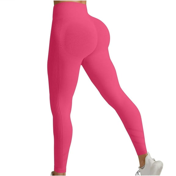 Kvture Women Seamless Impact Leggings Scrunch Workout Leggings Medium Waist Tummy Control Butt Lifting Gym Yoga Pants Hot Pink S