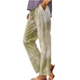 thumbnail image 1 of Kvture Women's Beach Casual Pants Summer High Elastic Waist Graphic Print Pants Palazzo Straight Leg Trousers with Pockets Yellow L, 1 of 5