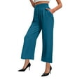 thumbnail image 1 of Kvture Women's Capri Pants Drawstring Casual Palazzo Trousers with Pockets Loose High Waisted Wide Leg Lounge Pants Sky Blue XL, 1 of 6