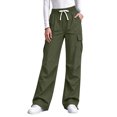 thumbnail image 1 of Kvture Women's Cargo Pants Casual Straight Wide Leg Work Pants Elastic Waisted Lightweight Loose Hiking Pant with Pockets, 1 of 8