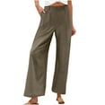 thumbnail image 1 of Kvture Women's Casual Linen Wide Leg Pants with Pockets Palazzo High Waisted Drawstring Lounge Trousers Green S, 1 of 4