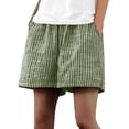 thumbnail image 1 of Kvture Women's Casual Wide Leg Shorts with Pockets Vintage Elastic Waist Striped Pattern Short Pants for Women XL, 1 of 6