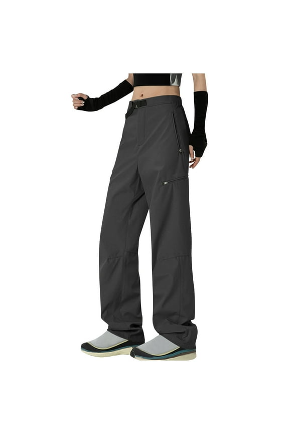 Women's Convertible Hiking Pants Quick Dry Lightweight Stretch Zip-Off Outdoor Travel Fishing Pants No Belt Dark Gray L