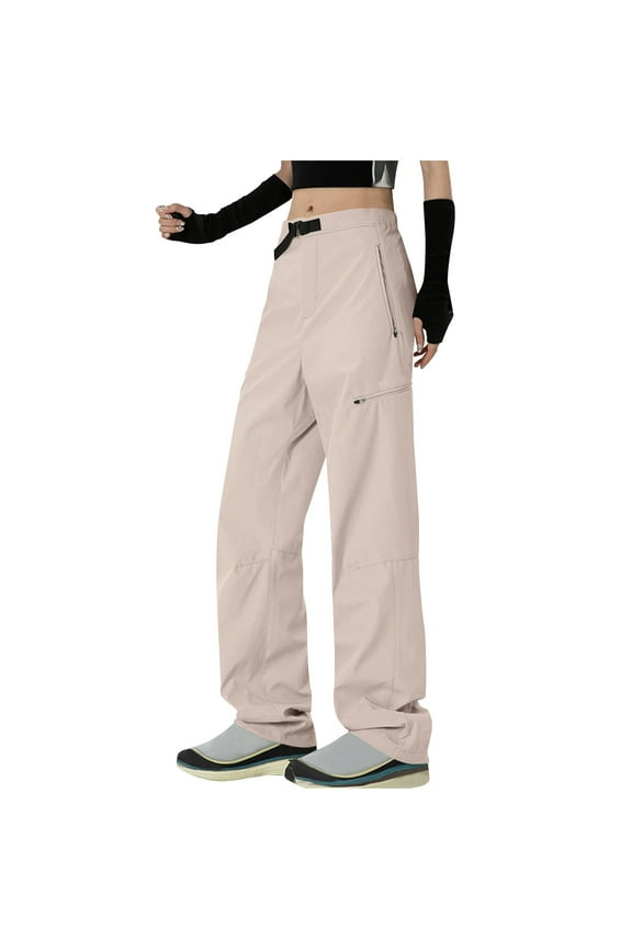 Women's Convertible Hiking Pants Quick Dry Lightweight Stretch Zip-Off Outdoor Travel Fishing Pants No Belt Pink M