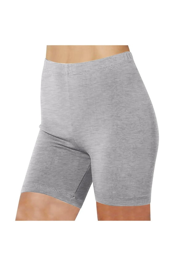 Women's Cotton Stretch Legging High Elastic Waist Biker Short Soft Lightweight Bike Shorts Sport Yoga Sweatpant Gray L