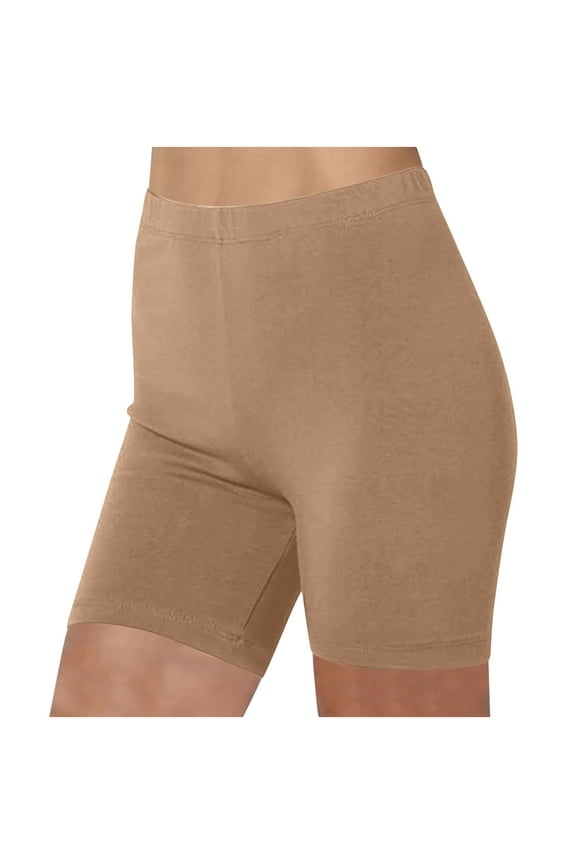 Women's Cotton Stretch Legging High Elastic Waist Biker Short Soft Lightweight Bike Shorts Sport Yoga Sweatpant Khaki XL