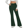 thumbnail image 1 of Kvture Women's Flare Yoga Pants High Waisted Flared Leggings Bootcut Workout Bell Bottoms Leggings Tummy Control Green L, 1 of 6