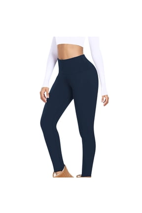 Thick Fleece Lined Leggings for Women Tummy Control High Waisted Winter Thermal Warm Soft Yoga Pants Navy S
