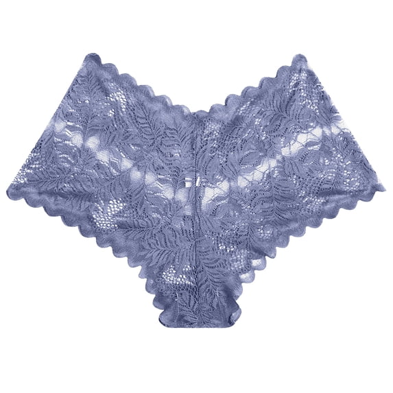 Kvture Women's Floral Lace Underwear Briefs Sheer Low Rise Comfy Panty Sets L Navy