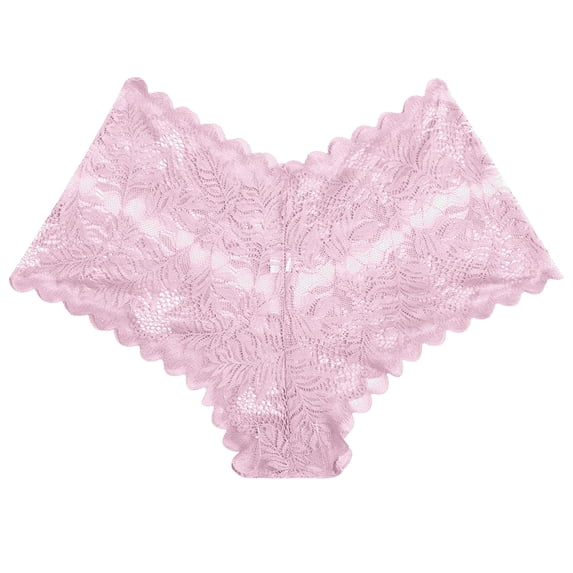 Kvture Women's Floral Lace Underwear Briefs Sheer Low Rise Comfy Panty Sets S Pink