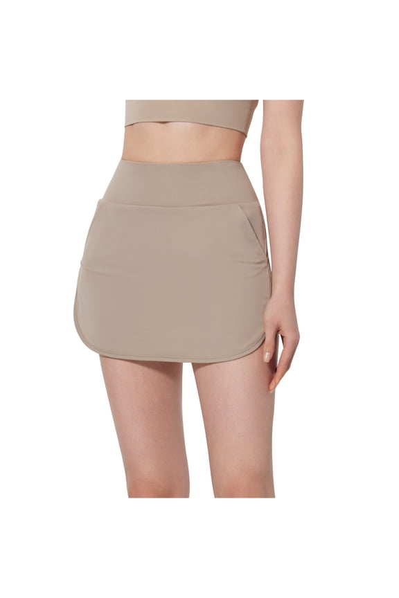 Women's Golf Skort Tennis High Waist Lightweight Athletic Casual Skirts Built-in Shorts with Pockets Khaki S