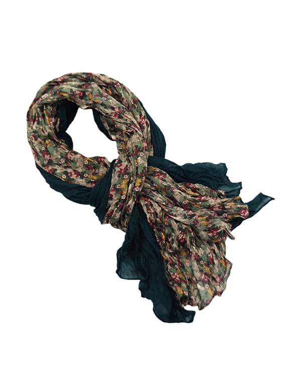 Women's Gradient Color Linen ScarfS Color Block Fall Scarf Long Neck Wraps Shawl Scarf Gift for Women Green Shawl Free Size