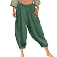 thumbnail image 1 of Kvture Women's Harem Pants Fashion Solid Color Elastic Waist Baggy Comfy Capri Pants Summer Beach Casual Sweatpant Green S, 1 of 7