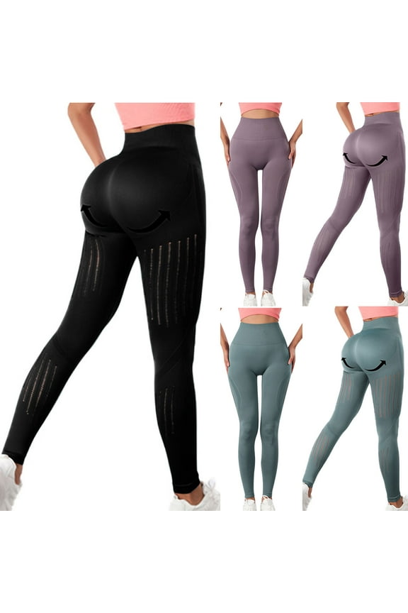 Women's High Waist Workout Seamless Booty Leggings Butt Lift Gym Tights Teen Girl Sport Active Yoga Pants Stretchy Tummy Control Lightweight Breathable Legging Black M