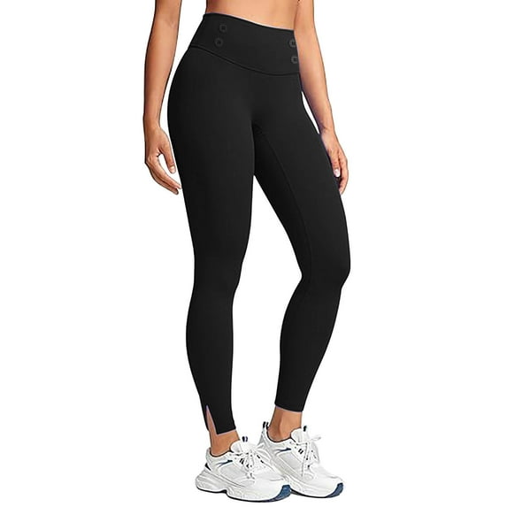 Kvture Women's High Waisted Fleece Lined Leggings Winter Plush Warm Leggings with Pockets Solid Color Tummy Control Yoga Pants Outdoor Tights Black ZZ Black