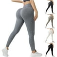 thumbnail image 1 of Kvture Women's High Waisted Leggings Ribbed Knit Stretch Yoga Pants Tummy Control Butt Lifting Workout Pants Buttery Soft Comfy Leggings Beige L, 1 of 8