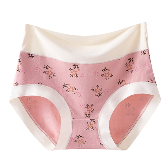 Kvture Women's High Waisted Underwear Tummy Control Seamless Full Coverage Panties Soft Hipster Floral Briefs Underpants XXL Pink