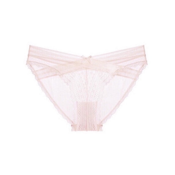 Kvture Women's Lace Mesh Underwear Solid Low-waisted Underwear Soft Briefs Full Coverage Ladies Panties Hipster Briefs M