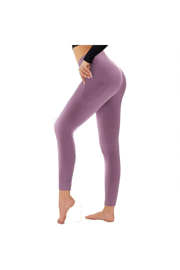 Women's Leggings High Waist Full Length Soft Yoga Pants for Daily Workout Women's Invisible Butt Lifting Leggings Purple S