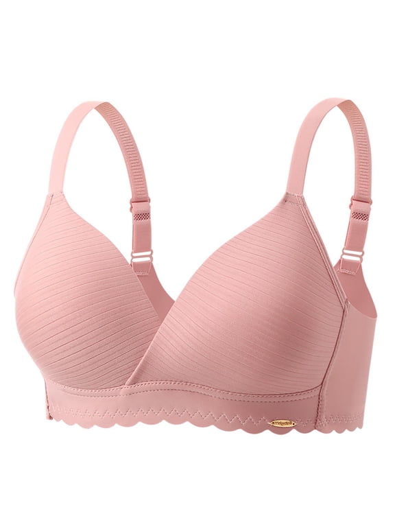 Women's No Underwire Push Up Bras V Neck Adjustable Strap Soft Thin Bra Comfort Everyday Bralettes Pink Bras 36