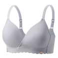 thumbnail image 1 of Kvture Women's No Underwire Push Up Bras V Neck Adjustable Strap Soft Thin Bra Comfort Everyday Bralettes Silver Bras 34, 1 of 2