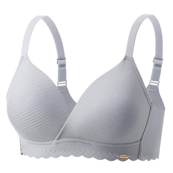 Kvture Women's No Underwire Push Up Bras V Neck Adjustable Strap Soft Thin Bra Comfort Everyday Bralettes Silver Bras 34