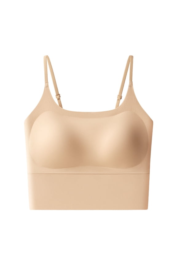Women's Push-up Bra Seamless Lift Longline Bralettes Bras for Women Seamless Scoop Neck Full Coverage Bras Khaki Bras L