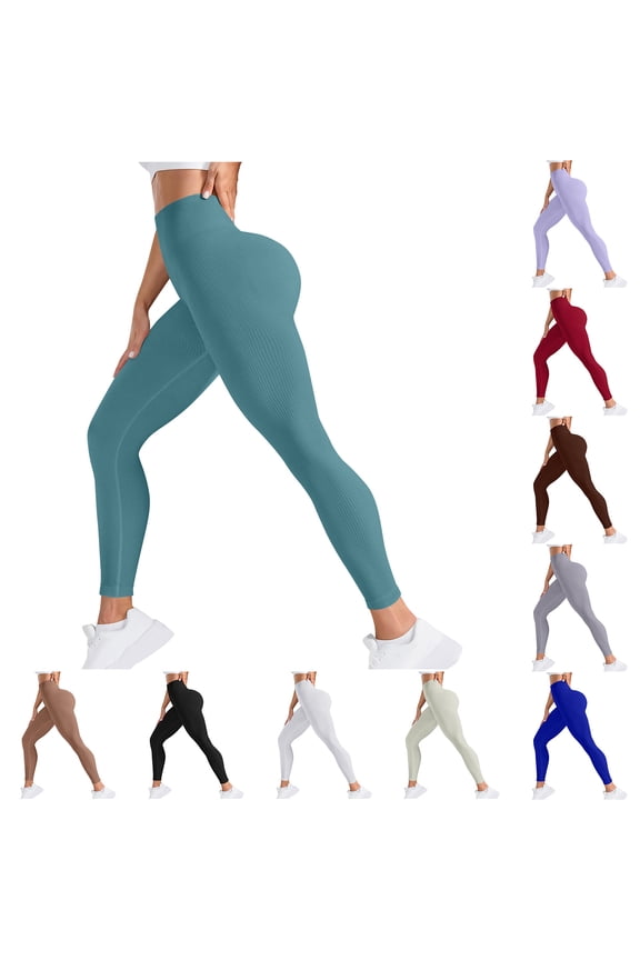 Women's Seamless High Waist Yoga Leggings Butt Lifting Tummy Control Sports Leggings Stretchy Soft Breathable Biker Pants Purple L