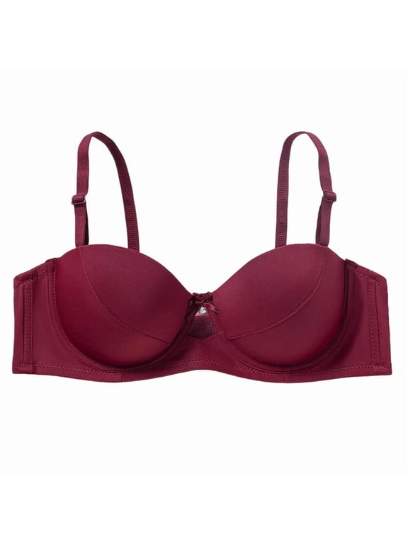 Women's Smooth T-Shirt Bra Ultra-Soft Lightly Lined Bra Seamless Underwire Bra Red Bra 42C